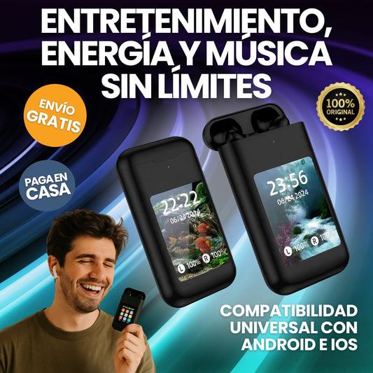 BassVision® Power Bank con Audífonos Premium
